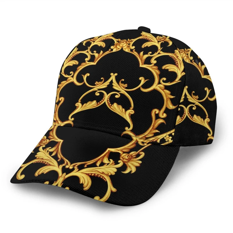 

Noisydesigns Golden Baroque Pattern Baseball Cap For Women And Girls Adjustable Snapback Luxury Adult SunHat Dropshipping Summer