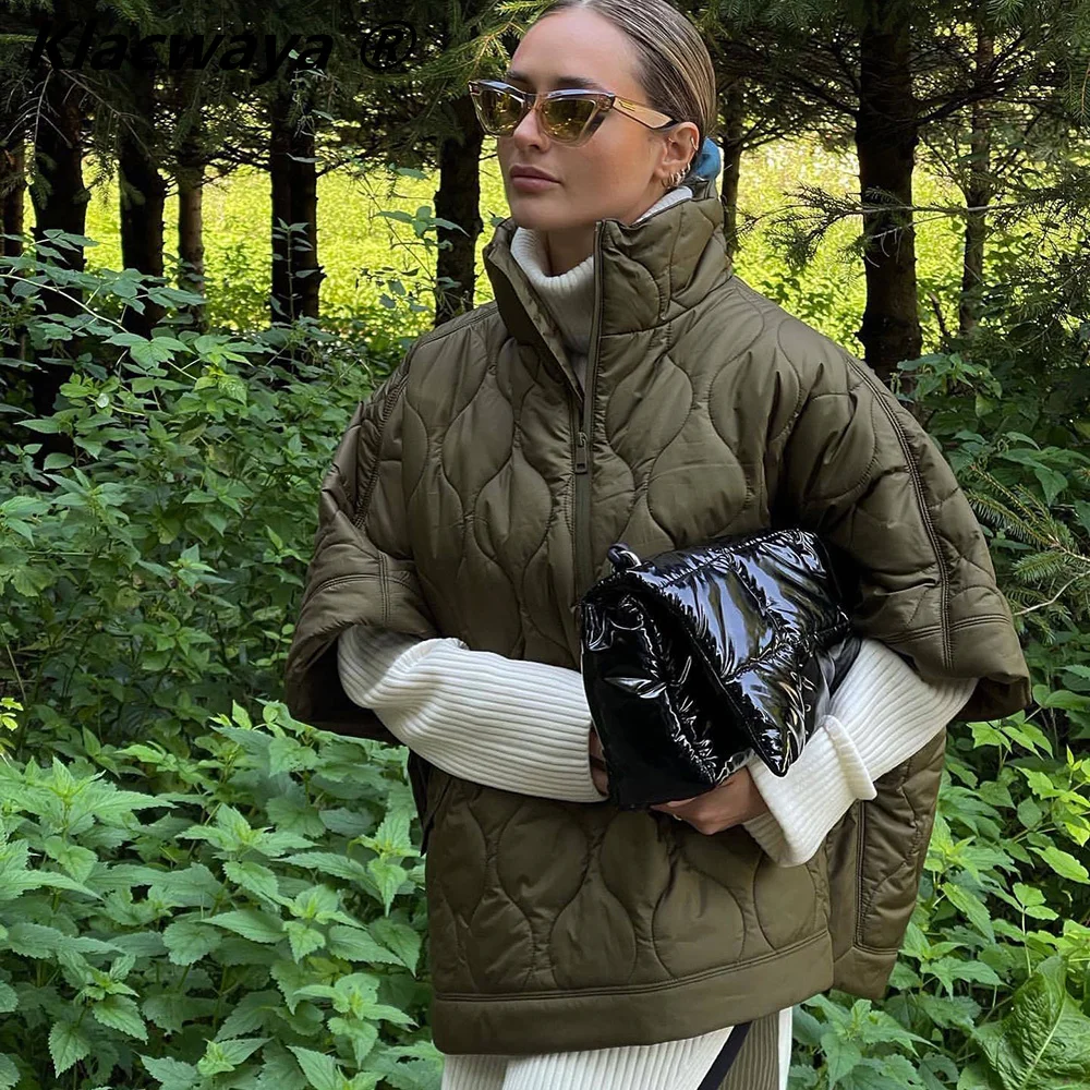 Za-chaqueta de invierno para mujer, abrigo informal acolchado con cremallera, Parka holgada de algodón, 2021