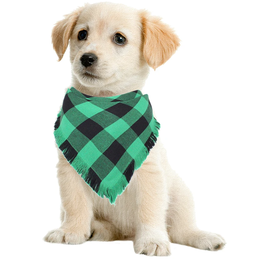 12pcs/lot Bandana Classic Lattice Adjustable Pet Triangular Scarf Bib Fashionable Neckerchief For Puppy Dog Cat Decoration