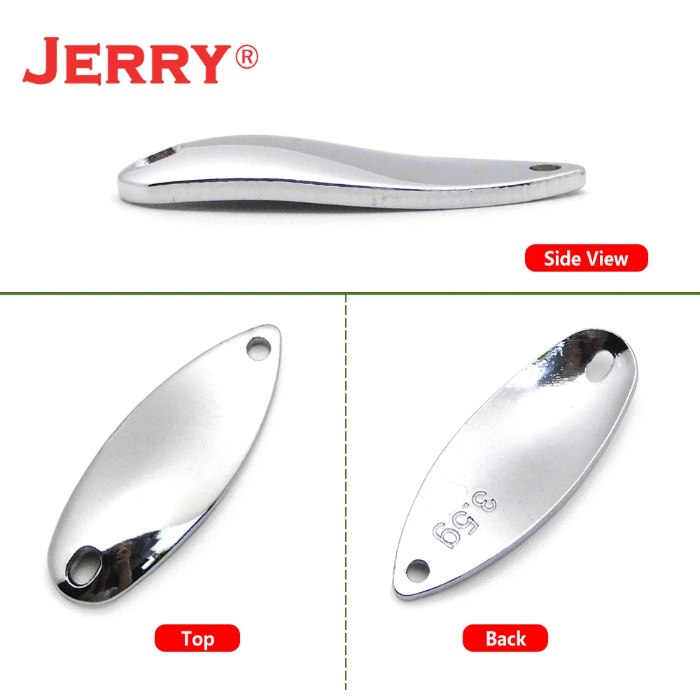 Jerry 50pcs 2g 3.5g 5.5g Hard Bait Unpainted Blank Brass Lake Area Trout Spoons Blinkers Baubles Spinner Bait Pesca