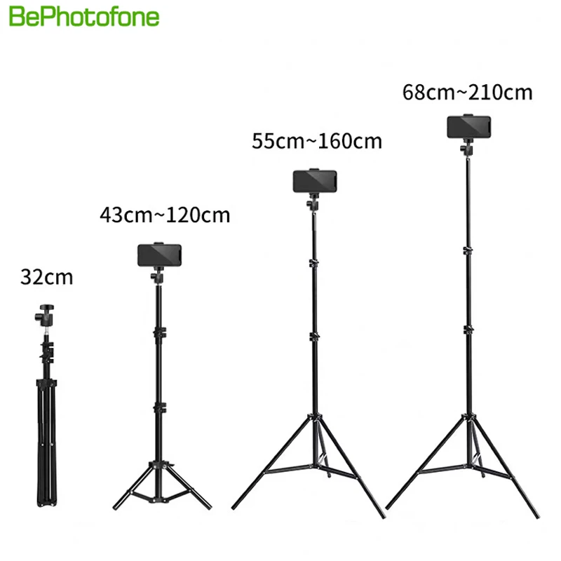 1.2/1.6/2.1m Portable Aluminum Phone DSL Camera live tripod stand Mount Digital Camera Tripod Support LED Ring light for iPhone