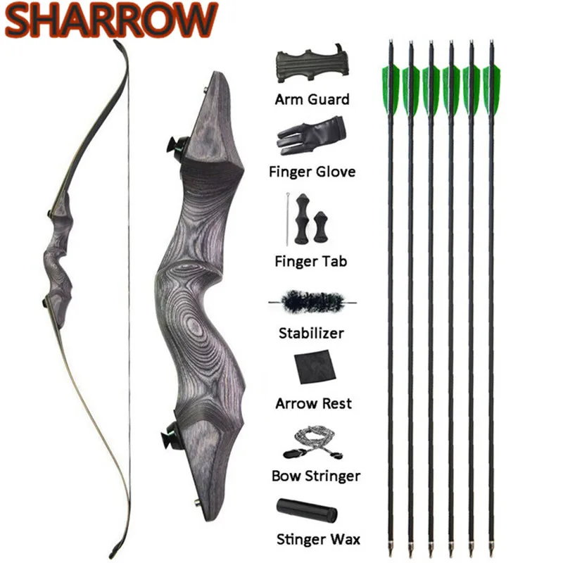 

60" Takedown Recurve Bow Arrow Set With 6pcs Carbon Arrows 30-60lbs Hunting Bows Accessories Kits For Outdoor Hunting Archery