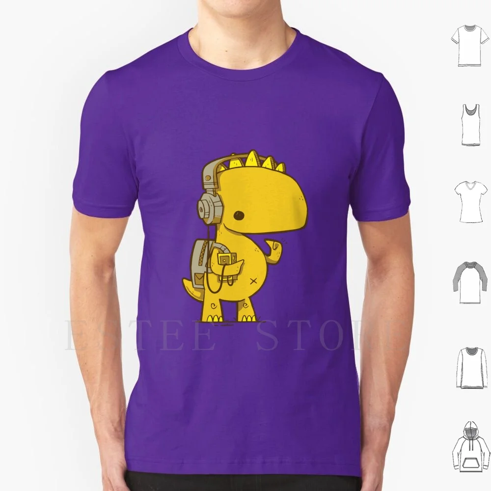 Dinosaur Walkman T Shirt Cotton Men DIY Print Dinosaur Hipster Dino Walkman Backpack Cute Cute Dinosaur Funny Cartoon Cool Kid