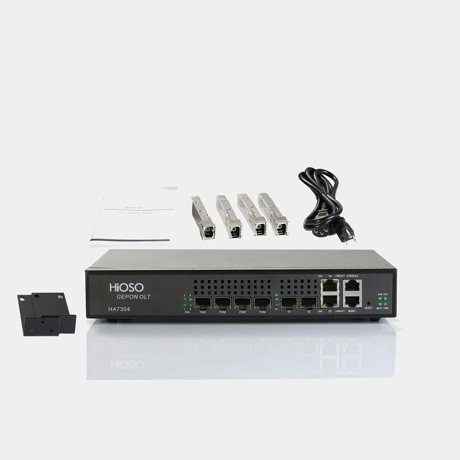 HIOSO Mini 4-Ports OLT EPON, COMPATIBLE HUAWEI, ZTE, XPON, ONUS ONTS