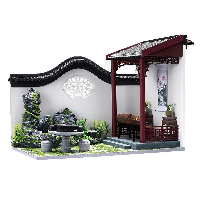 DIY Wooden Doll Houses Miniature Building Kits with Furniture Chinese Courtyard Casa Assembled Dollhouse for Adults Xmas Gifts