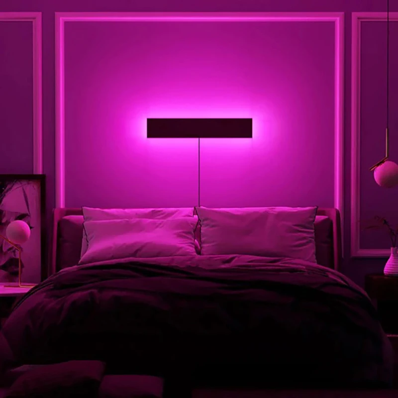 Imagem -04 - Nordic Preto Branco Remoto Rgb Conduziu a Lâmpada de Parede para Sala Estar Decoração Colorido Luzes Parede Quarto Sala Jantar Iluminação Interior