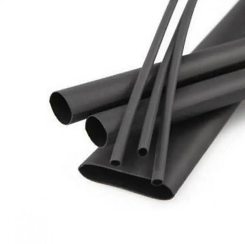 Dia 1Mm 1.5Mm 2Mm 3Mm 4Mm 5Mm 8Mm 10Mm 2 Kali Tabung Panas Menyusut Pipa Dinding Hitam Tebal Tahan Air Segel 1 Meter