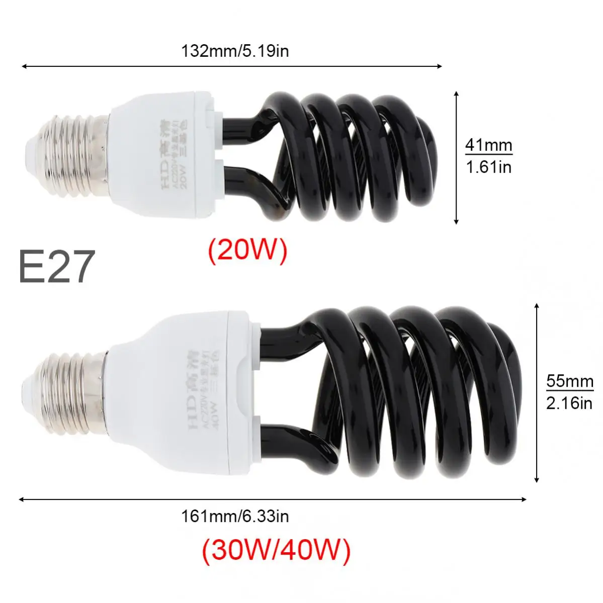 Imagem -03 - Lâmpada de Luz Preta E27 20w 30w 40w Luz Preta Azul para Lâmpada Fluorescente E27 220v Violeta Isca para Decoração