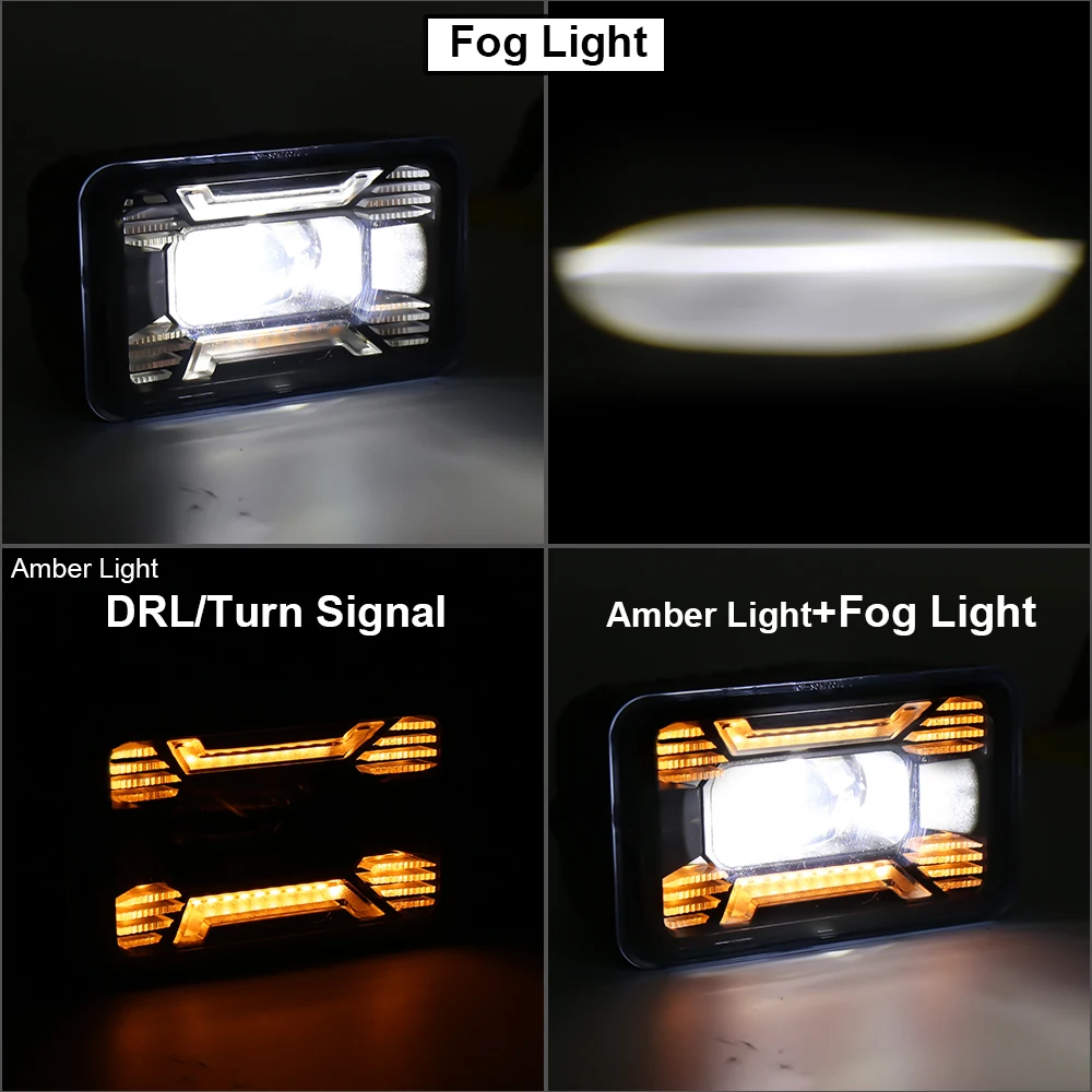 POVTOR LED Fog Lights with Amber DRL/Turn Signal Rectangular Fog Lights Assembly for Ford F-150 2015-2020 Super Duty 2017-2018