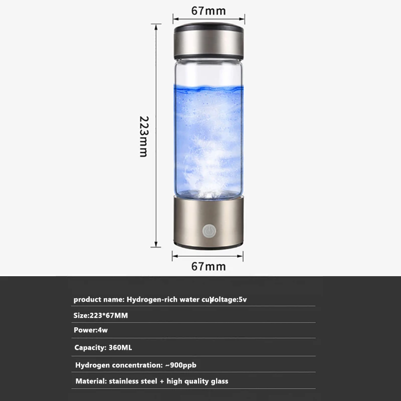 Elettrolisi pura H2 del lonizzatore della bottiglia di acqua ricca di idrogeno del creatore alcalino del filtro da acqua della tazza del generatore dell'idrogeno 360ML