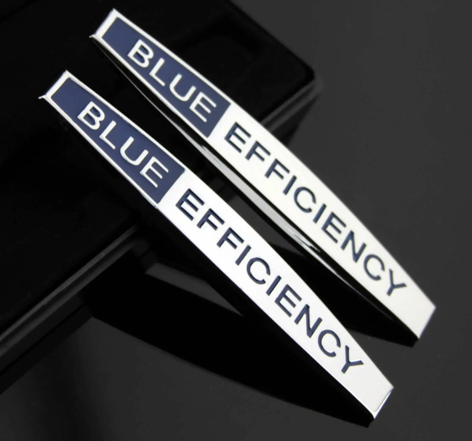 2x BLUE EFFICIENCY Fender Badge Emblem Decal Sticker