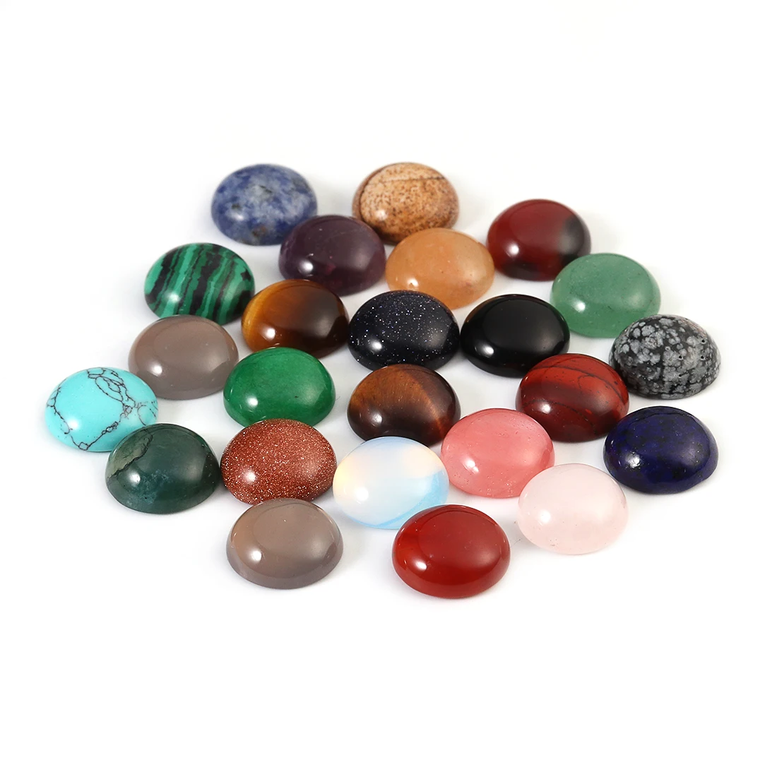 Louleur 10pcs/lot Natural Stone Cabochon 4 6 8 10 12mm 25 Patterns for DIY Ring Earring Bracelet Necklace Making Jewelry Finding