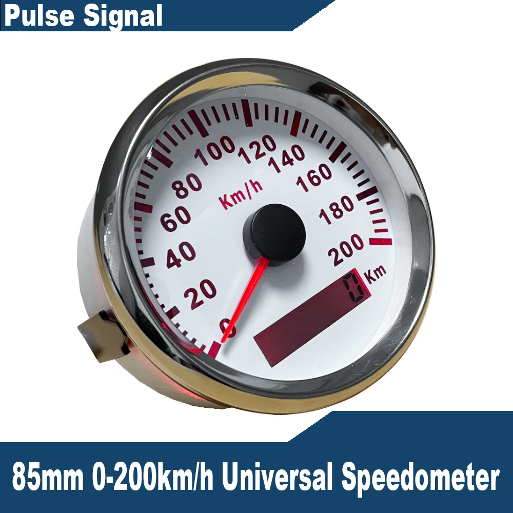 

Universal 85mm Speedometer Odometer Speedo Gauge 120km/h 200 km/h for Car Truck Motor Auto with Backlight 12V 24V (Pulse Signal)