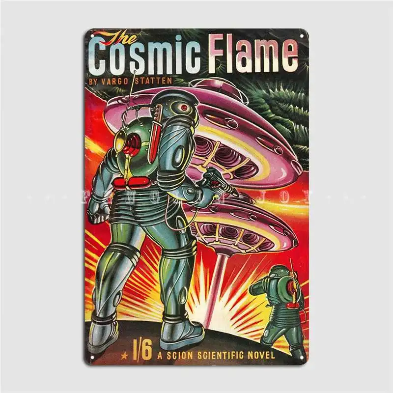 1950 Cosmic Flame The Best Sci Fi Comic Book Poster Metal Plaque Wall Decor Garage Club Cinema Living Room Tin Sign Poster