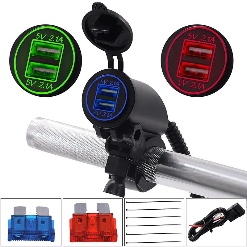 

12-24V 4.2A Charger Motorcycle Phone Doul USB Charging Bike Accessories Waterproof Portable Moto Electric Car Charger