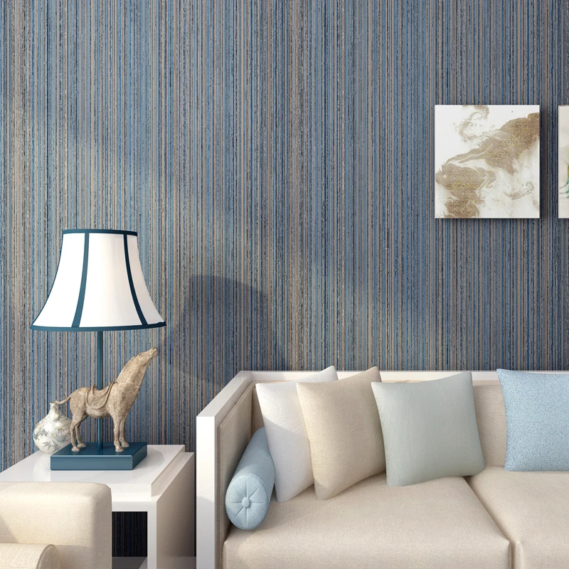 

Solid Modern Color Wall Paper For Walls Vertical Stripes Non-woven Wallpaper Roll For Living Room Walls Papel De Parede Listrado