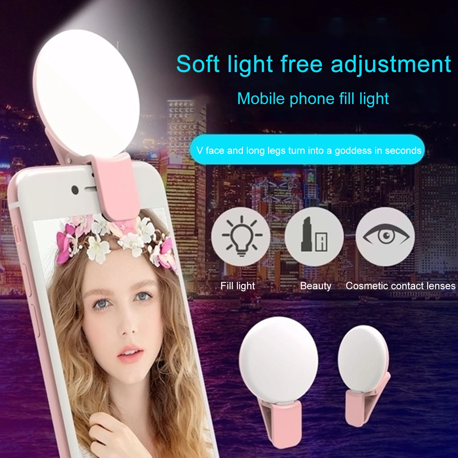 Portable Mini Selfie Ring Light LED Flash Phone Lens Light USB Rechargeable Clip Mobile Phone Fill Lamp Women Selfie Lights