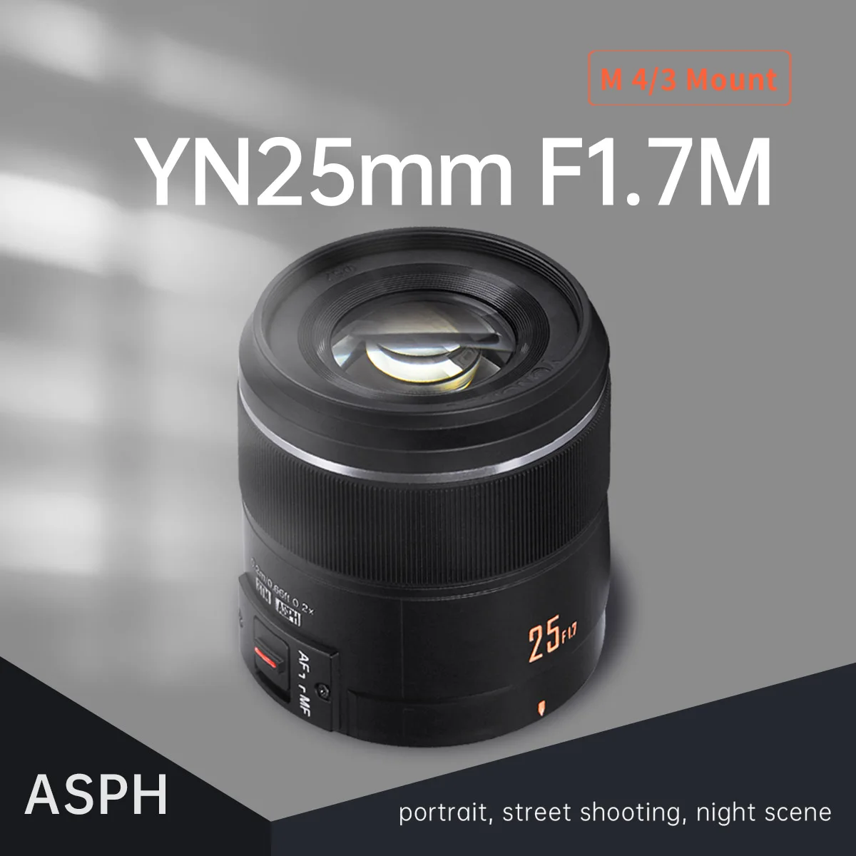 

YONGNUO M4/3 Mount Camera Lens YN25mm F1.7M Large Aperture AF/MF Standard Prime Lens For Panasonic Olympus G95 GF9 GX9