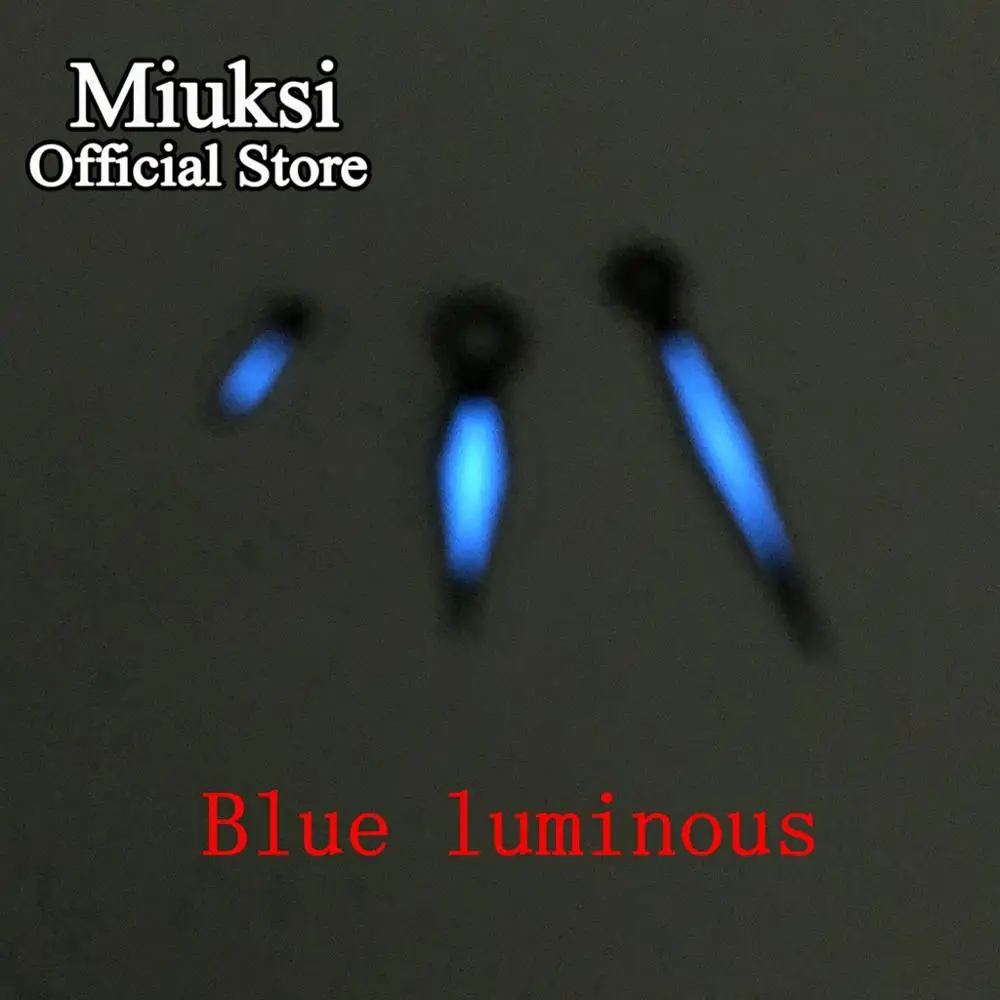 Miuksi black white watch hands green/blue luminous hands fit ETA 6497 6498 or Sea gull ST3600  ST3620 series movement