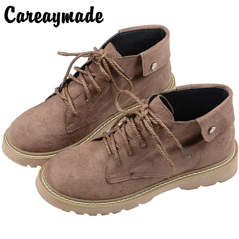 Careaymade-Vintage Casual boots trap women's stitching women's boots short boots warm boots school style all tie Flat Boots