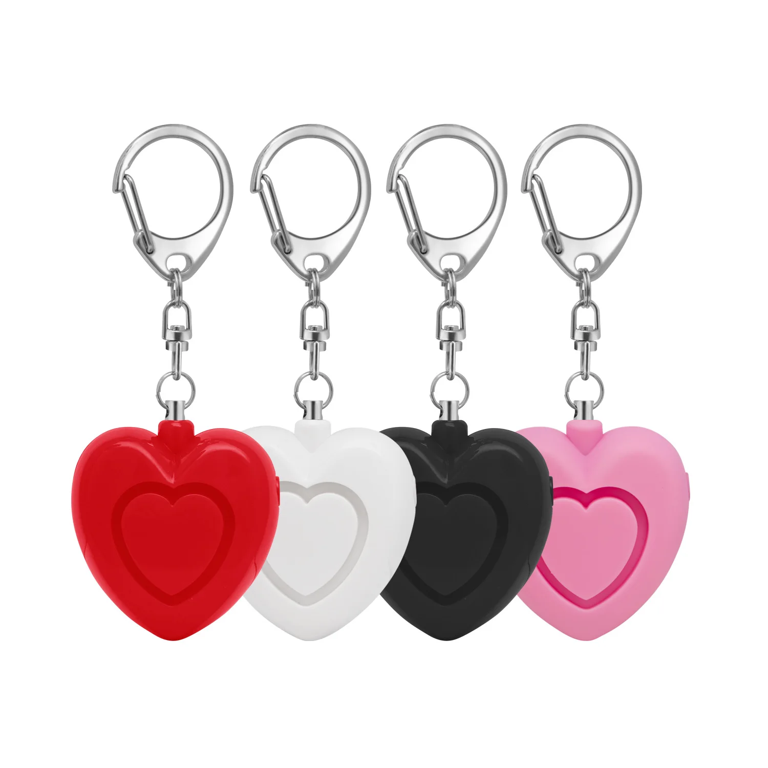 Portable Mini Heart-shaped Alarm Keychain Child and Elder SOS Tracker Self-Defense 130db LED Light Safety Key Chain