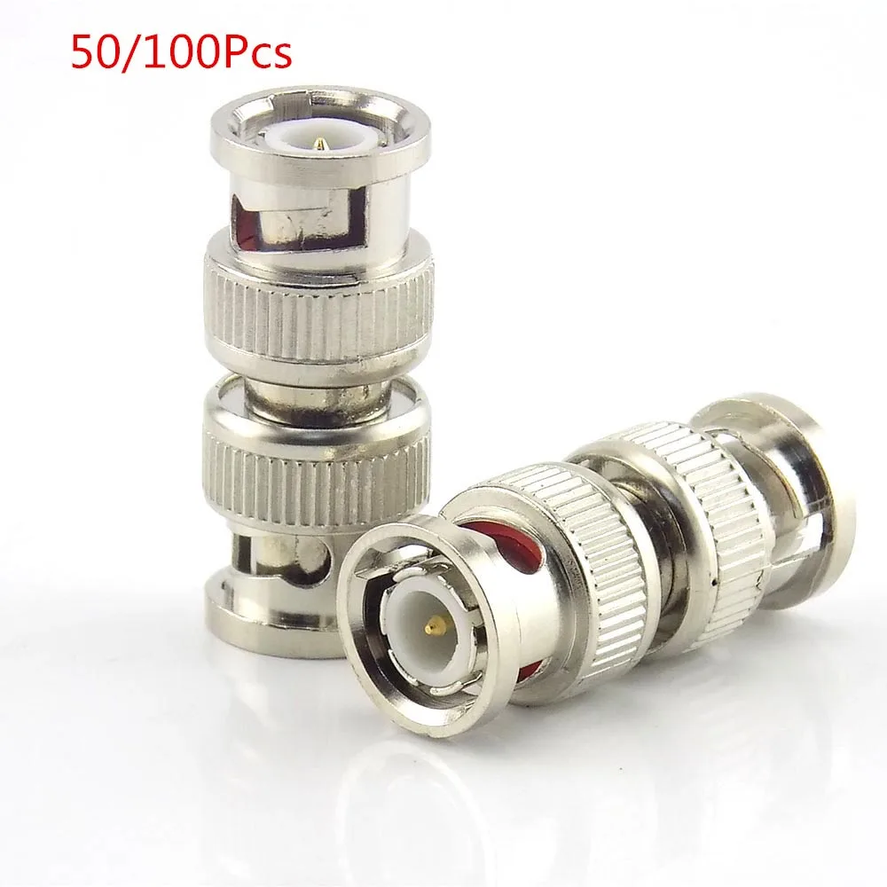 50pcs 100Pcs Bnc Male To Bnc Male Connector Coupler Cctv Accessories Splitter Plug Adapter For Rg59 Cctv Cable Adapter L19