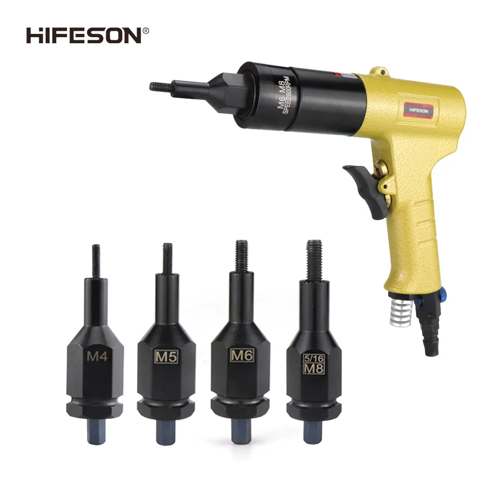 HIFESON Pneumatic Rivet Gun Electric Ram Gun Accessories M4 M5 M6 M8 Extension Rod Ram Gun Head Assembly Nut Gun