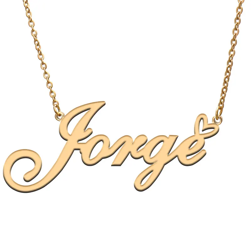 

Jorge Name Heart with Necklace for Women Stainless Steel Dainty Nameplat Pendant Jewelry Girl Mother Birthday Gift