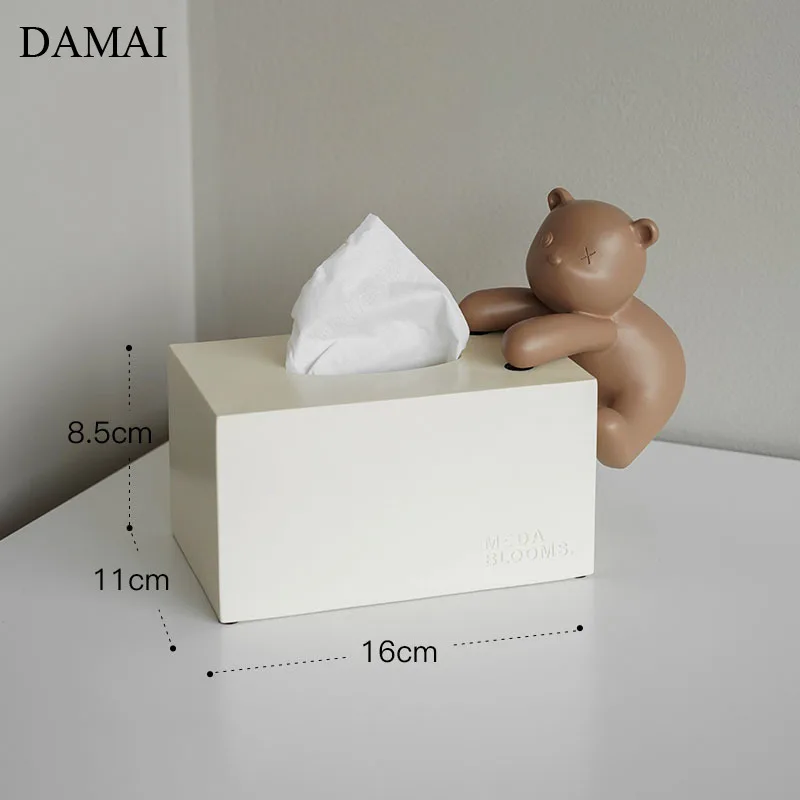 

Cute Bear Resin Tissue Box Cover Animal Decorative Pumping Paper Storage Boxes Dining Table Napkin Holder Living Room Decoration