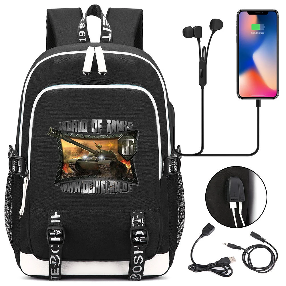 

Game World Of Tanks Backpack Women Men Multifunction USB Charging Laptop Backpack School Travel Bags for Boys Girls