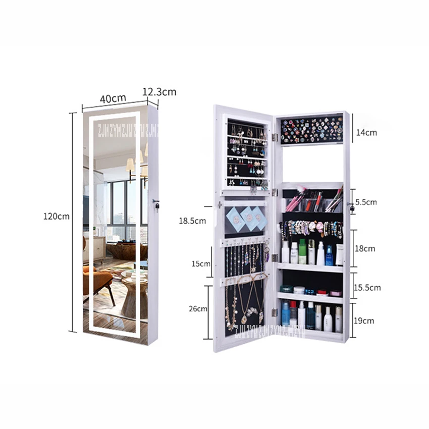 QH-6139 Multifunctional Pier Glass Cabinet With Led Floor Type Full-Length Mirror Cabinet Intelligent Jewelry Armoire Cabinet