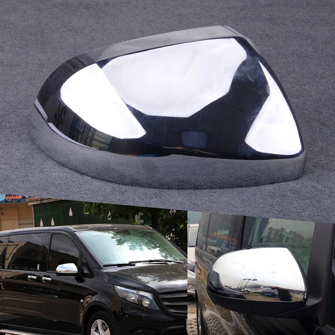 Right Rearview Mirror Cover Trim ABS Chrome Fit for Mercedes-Benz Vito W447 2014 2015 2016 2017 2018