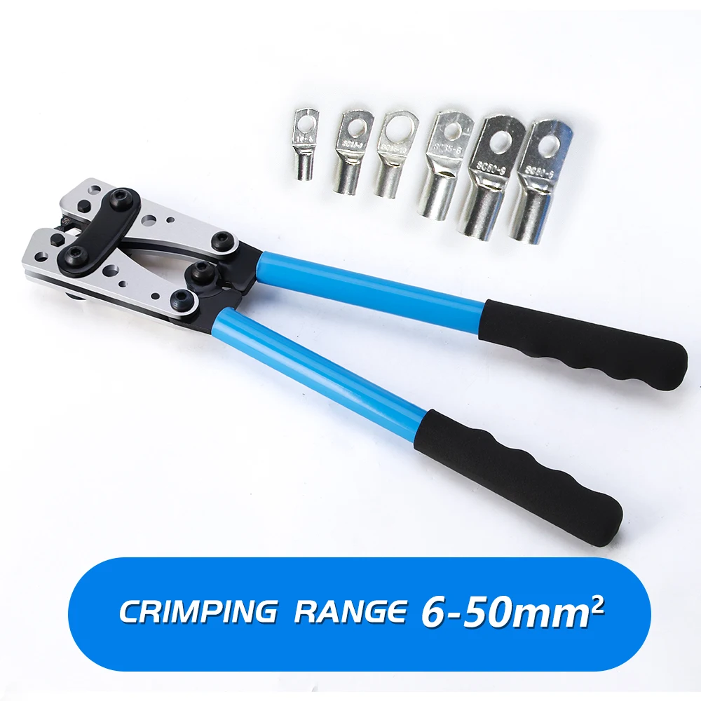 

Crimping Plier 6-50mm AWG 1-10 Car Auto Copper Ring Bare Cable Battery Terminals Lug Crimping tool Cable Terminal Plier HX-50B