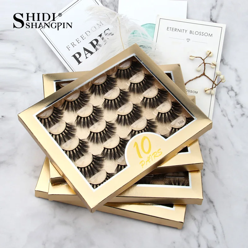 SHIDISHANGPIN 10 Pairs Eyelashes Mink Eyelashes Natural 3d Mink Lashes False Eyelashes Makeup Bulk Lashes maquiagem