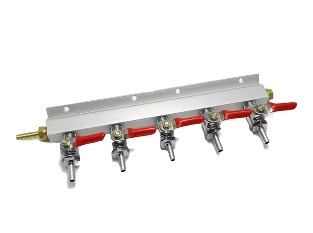 KegLand 5 Output / 5 Way Gas Manifold Distribution CO2 Splitter W/ Check Valves Beer Home Brewing Equipment