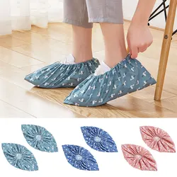 Washed Thicken Reusable Elastic Shoe Cover Home Indoor Antiskid Overshoes Student Non-woven Solid Color Dust Proof Feet Cover