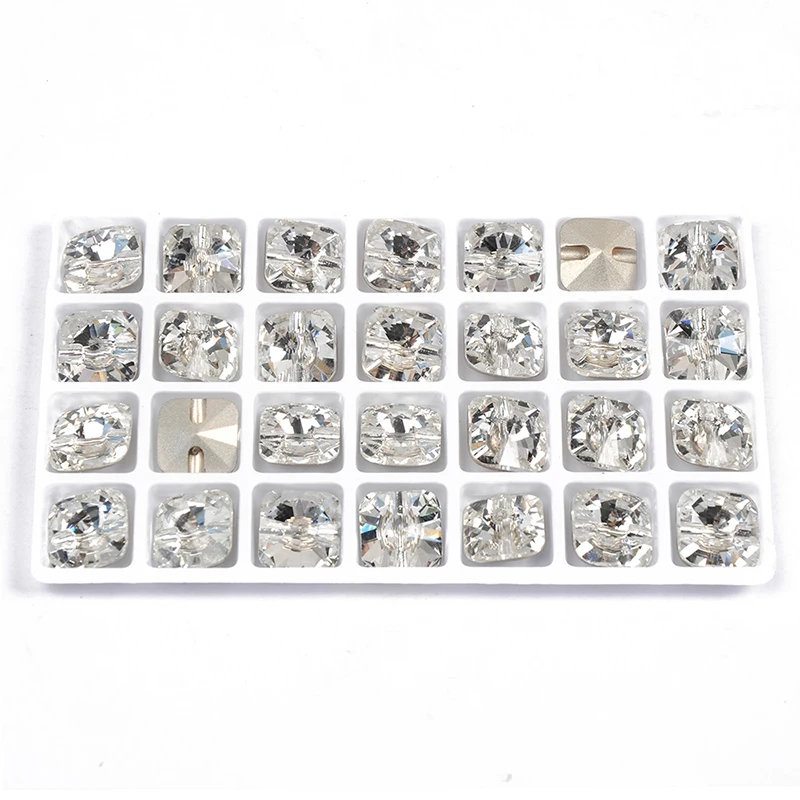 YANRUO 3009 All Sizes Crystal Clear Rivoli Square Sew On Rhinestones Strass Sewing Crafts Glass Buttons For Clothes