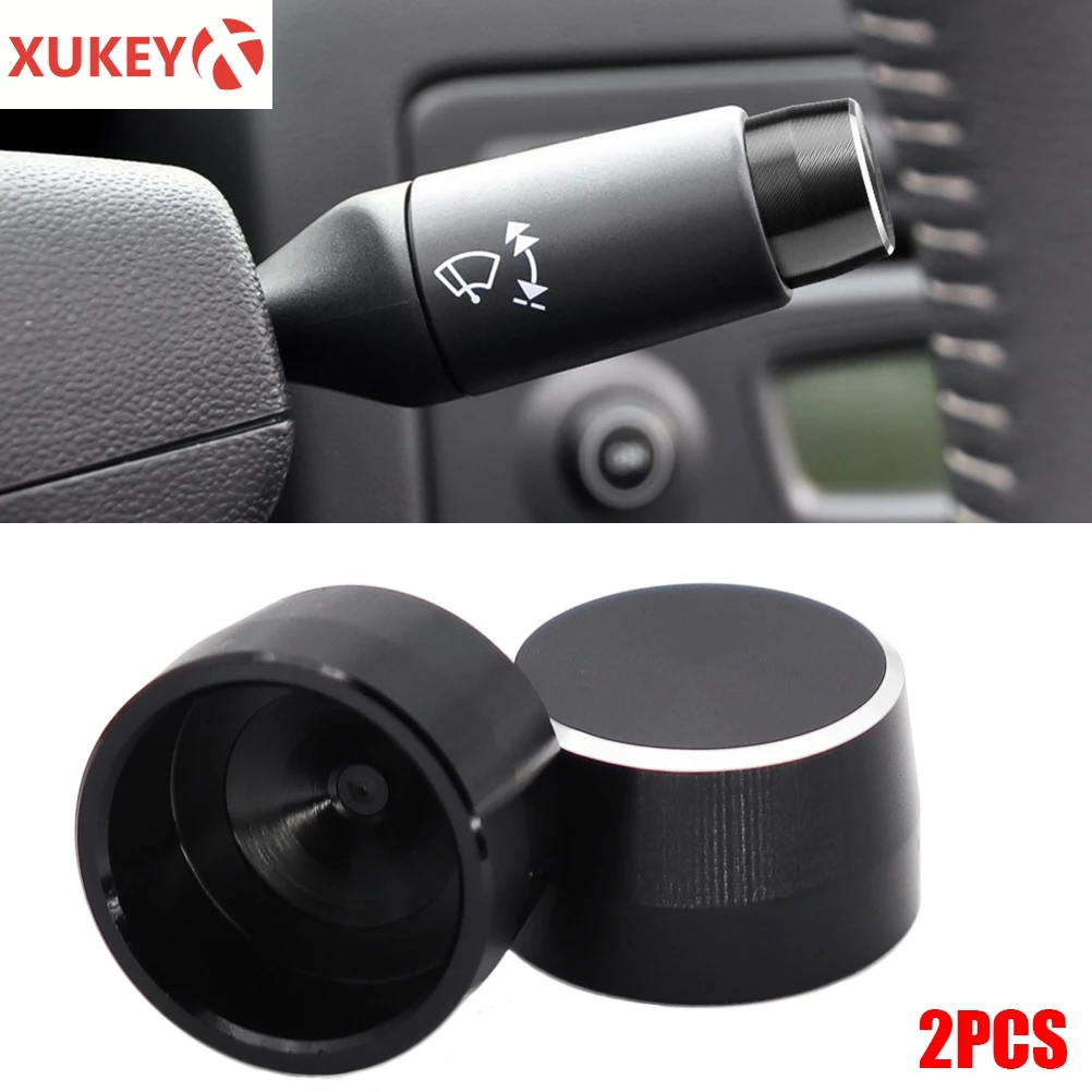 2Pcs Steel Dial Lamp Switch Cover Car Wiper Gear Cap Decorative Button Replacement For Benz Smart Fortwo 450 451 Car Styling