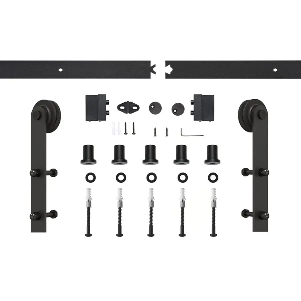 4.9FT/6FT/6.6FT/8FT Black Carbon Steel Sliding Interior Barn Sliding Door Hardware Track Kit