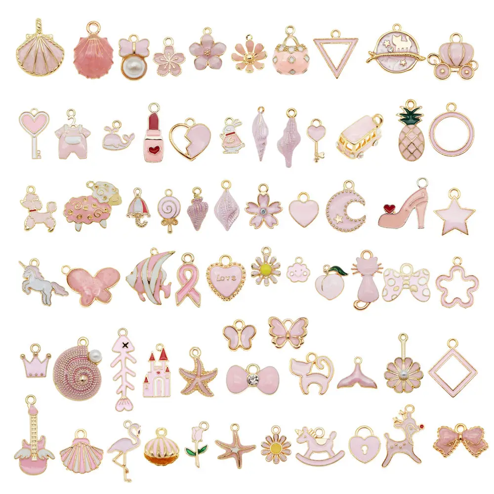

10 pairs Alloy Enamel Charms Mix Animal Star Fruit Pendant Pink Blue Green Black Color Jewelry Earrings Crafts DIY Accessory