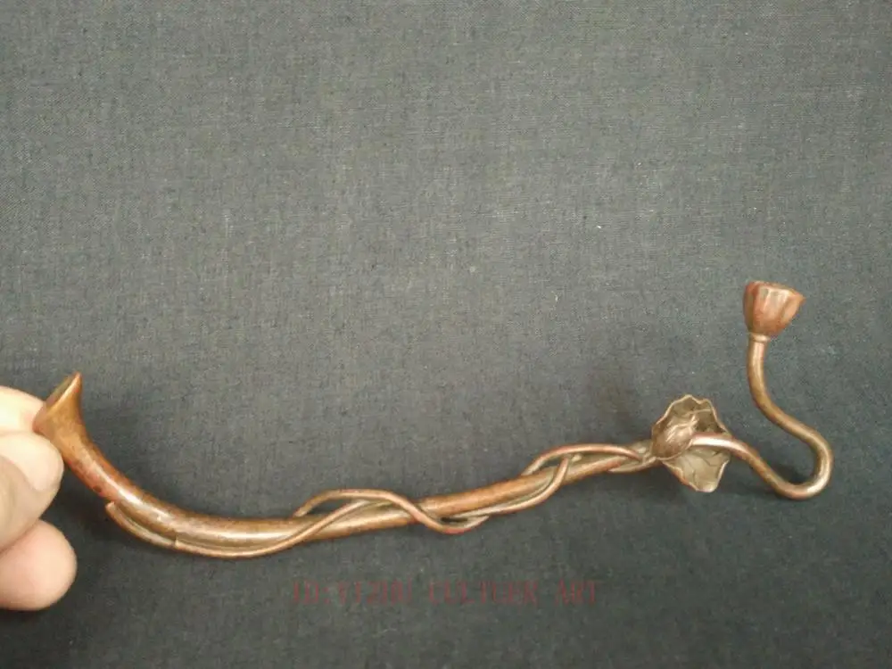 

YIZHU CULTUER ART Unique Collection China Old Bronze Carved Lotus root Hook Decoration