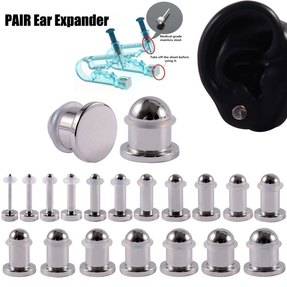 PAIR 1mm-10mm Surgical Steel Ear Gauges Expander Stretcher Taper Mirror Surface Cylinder Plugs Ear Piercing Gun Jewelry