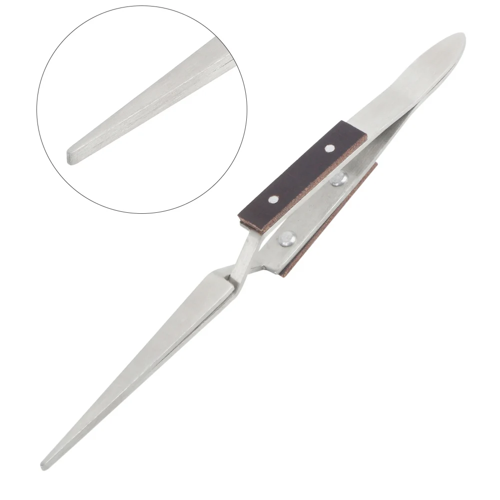 Reverse Cross Lock Soldering Tweezers with Fiber Grip, Straight Curved Tip Heat Resistant Tweezers for Lab Electronics Jewelry