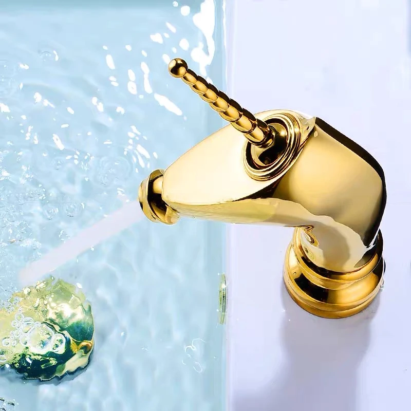 Bathroom Faucets White/Gold Brass Unicorn Head Type Single Handle Basin Faucet Cold Hot Mixer Sink Taps Torneira кран для ванной