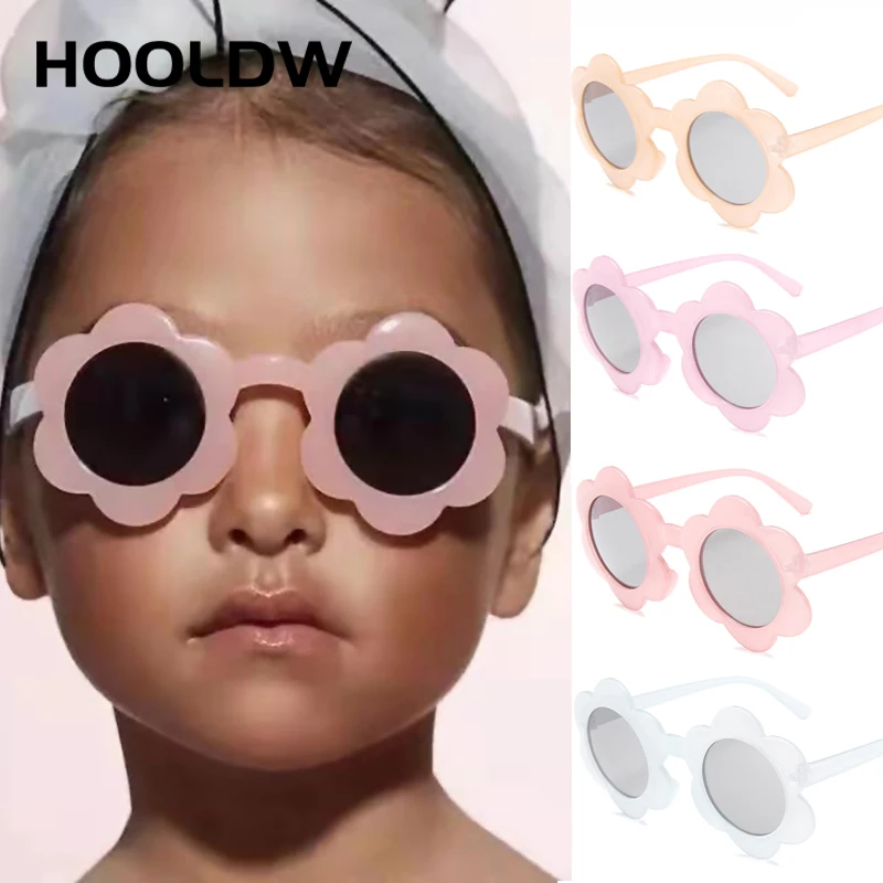 HOOLDW New Kids Sunglasses Cute Candy Color Sunflower Children Sun Glasses Boys Girls Baby Outdoors Travel UV400 Goggles Glasses