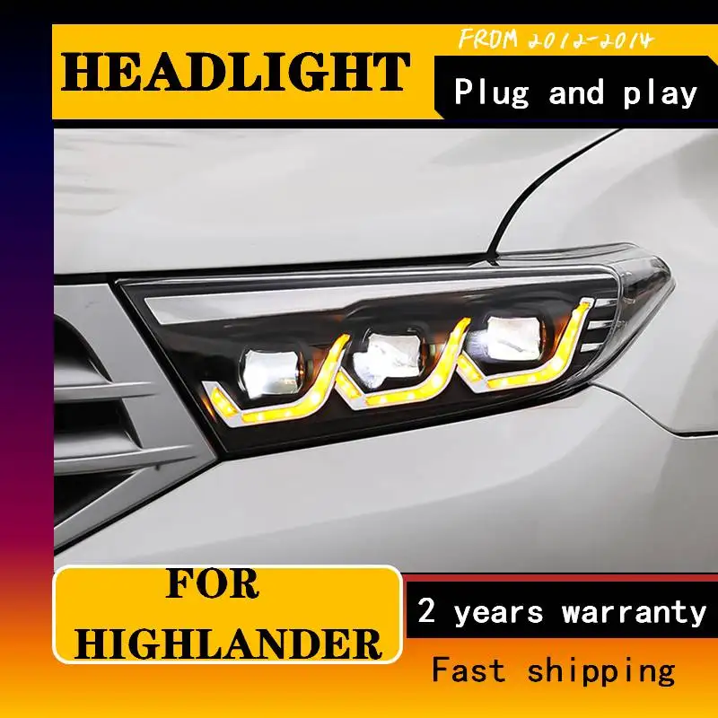 Head Lamp For Toyota Highlander 2012 2013 2014 Kluger Headlights Fog Lights Daytime Running Lights Bulb Car Accessories