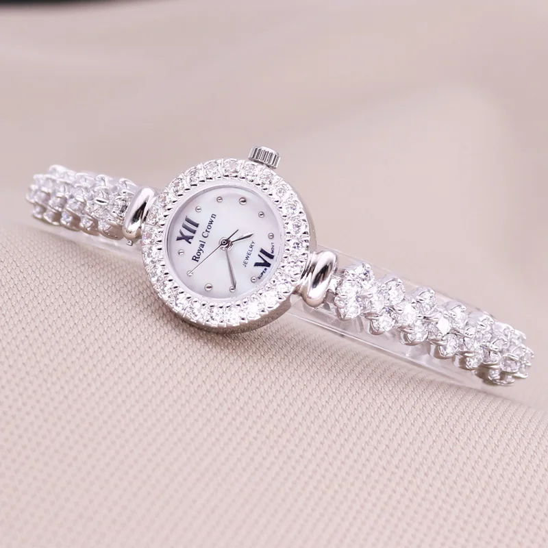 Royal Crown Lady Women\'s Watch Japan Quartz Jewelry Hours Fine Fashion Clock Claw-setting Crystal Bracelet Luxury Girl Gift Box