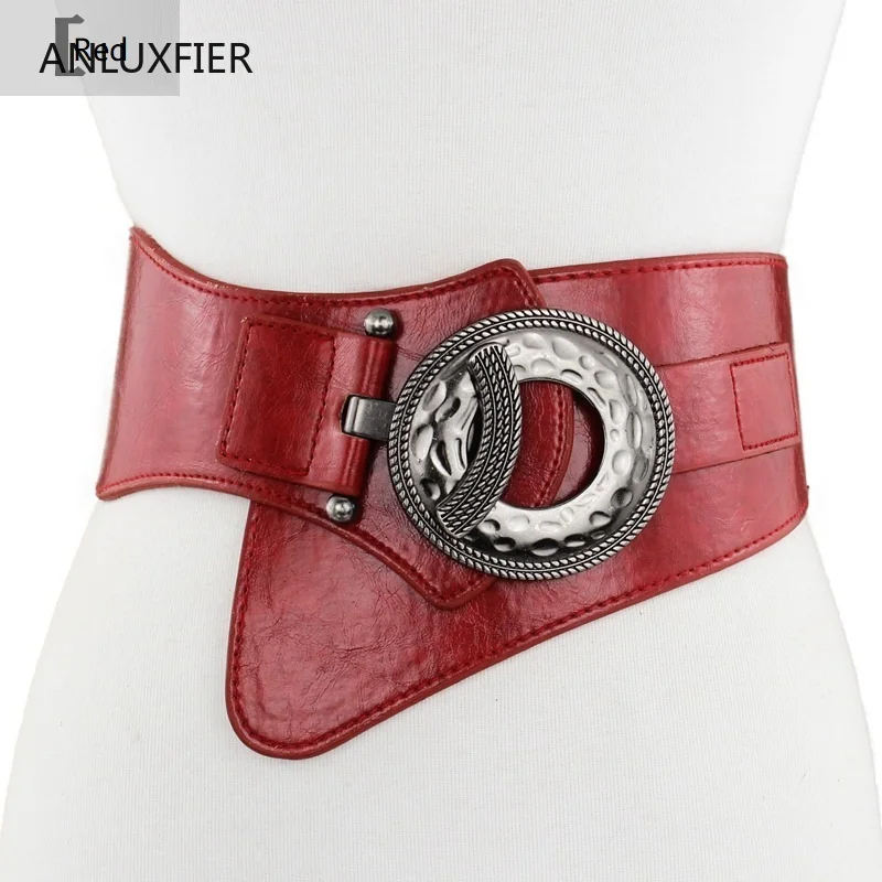 J101 Lady Dress Belt Girls High Elastic Wide Belt Women\'s Retro Decorative Down Jacket Belts Leather Waist Cover Waistband