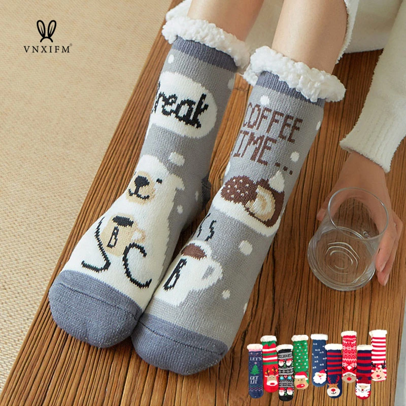 Süße Schafe Cartoon Damen Socken Winter dicke warme Bodens ocken weiche atmungsaktive Schlafs ocken Neujahr exquisite Geschenk Weihnachts socke