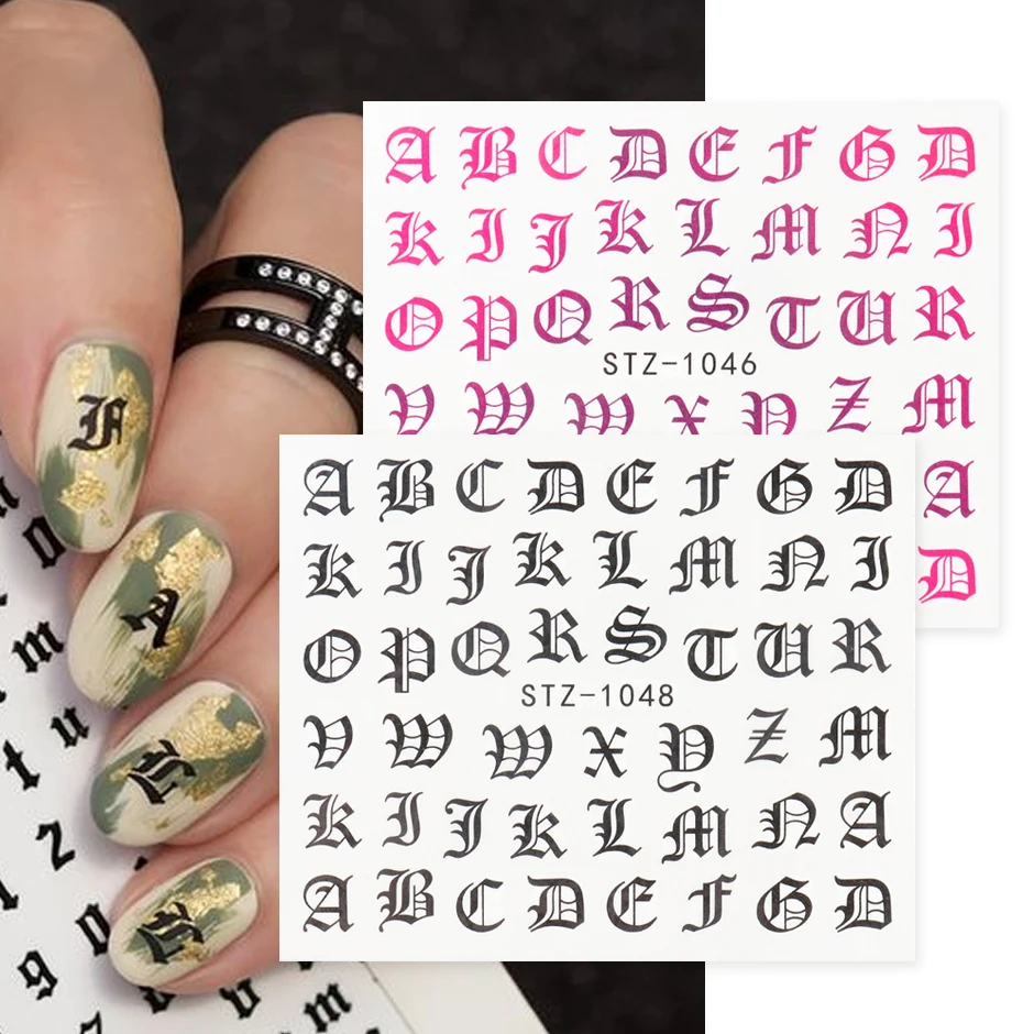 Gold Zipper Nail Art Stickers Sexy Heavy Metal Design Silver Chain Gothic Letter Decals Halloween Manicure Accessories LEXF6021